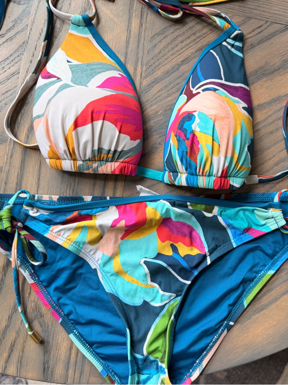 La Blanca Teal Multicolor Floral Tie Bikini